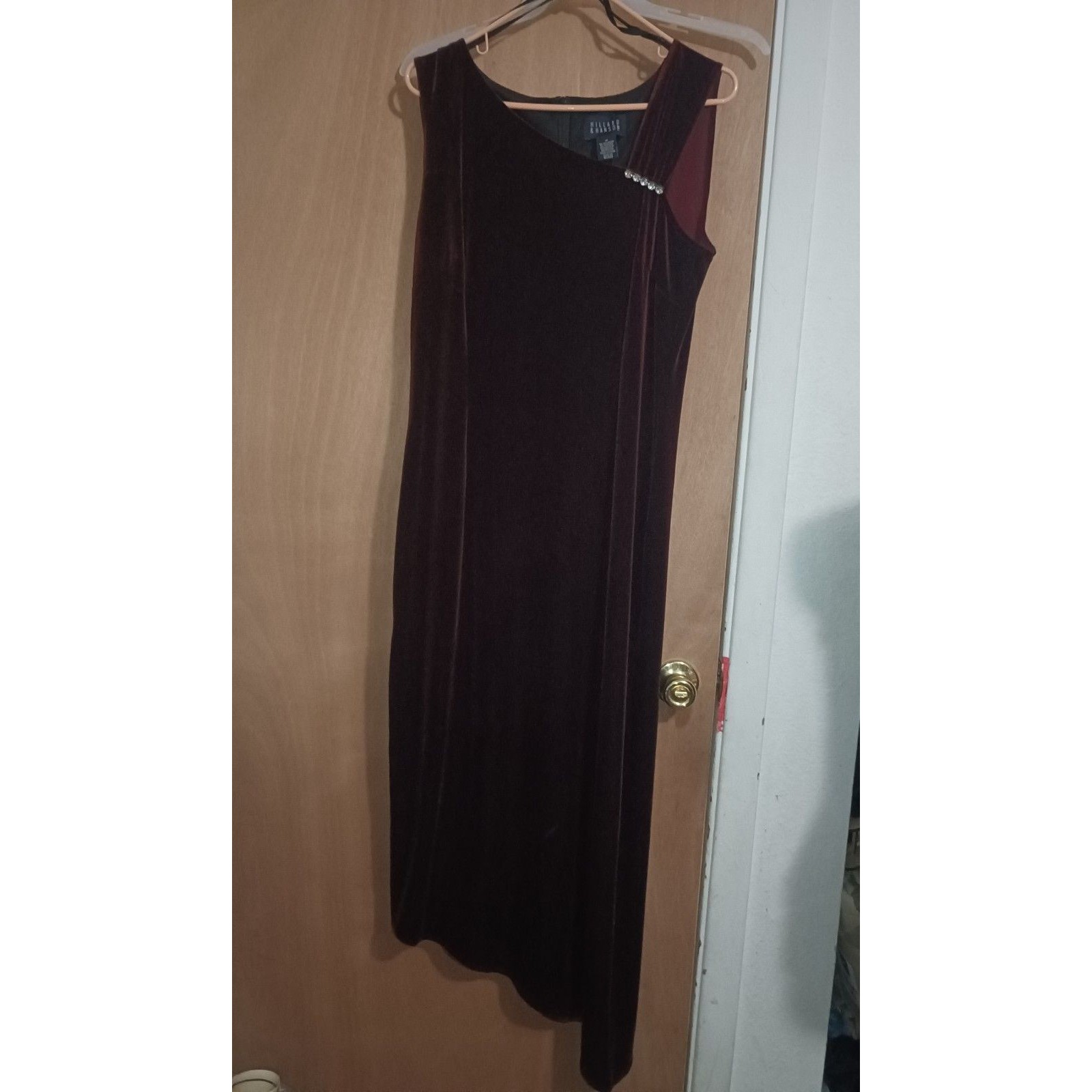 Vintage Hillard & Hanson Women's Burgundy Maxi Dress - Size 12